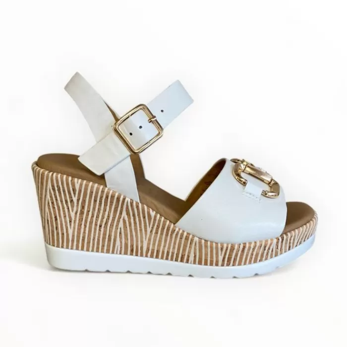 REPO Sandals- White Leather Wedge Sandal