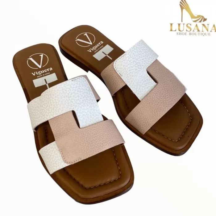 VIGUERA Sandals- Nude & Off White Slider