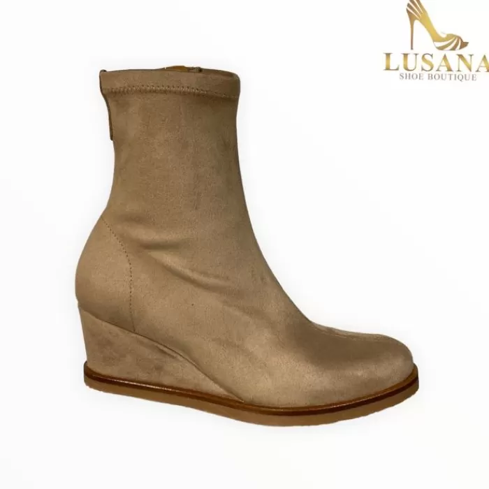 Lusana Shoe Boutique Wedges-Viguera Sand Wedge Boot