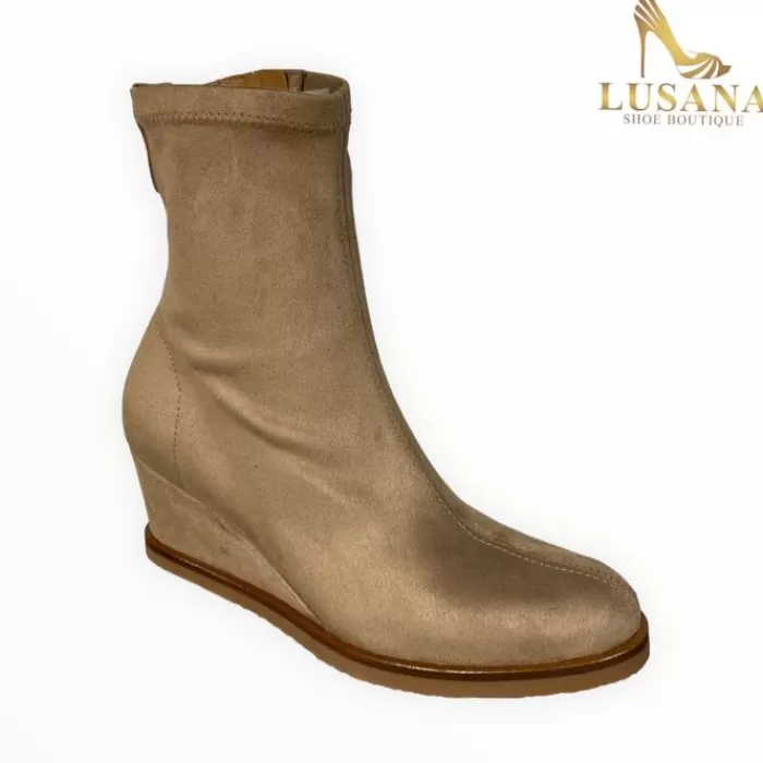 Lusana Shoe Boutique Wedges-Viguera Sand Wedge Boot