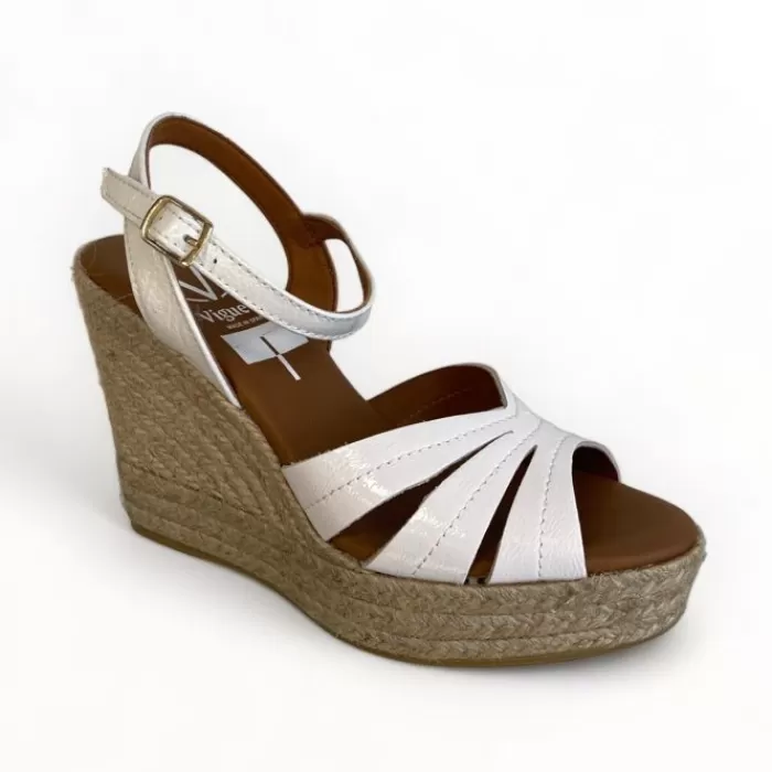 VIGUERA Wedges- White Patent Wedge Sandal