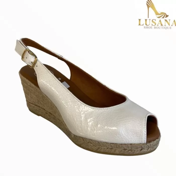 VIGUERA Sandals- White Peep Toe Espadrille