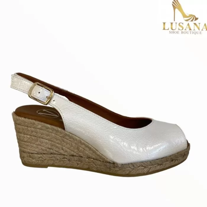 VIGUERA Sandals- White Peep Toe Espadrille