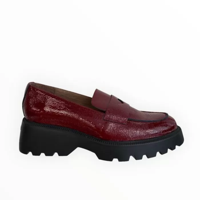 Wonders Wedges- Devina Patent Chunky Loafer Wine