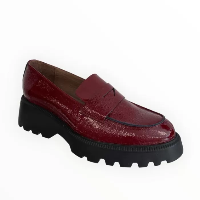 Wonders Wedges- Devina Patent Chunky Loafer Wine