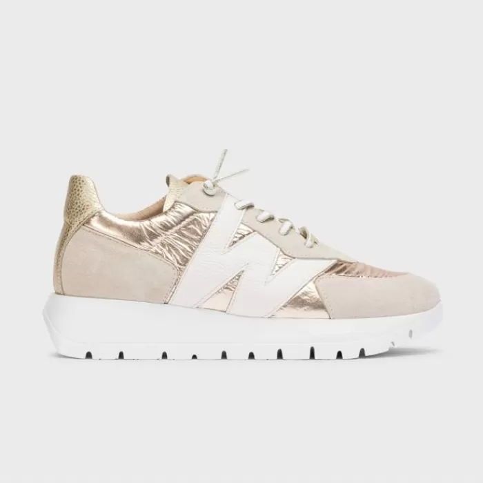 Wonders Trainers- Oslo Trainer Beige And Gold Beige & Gold