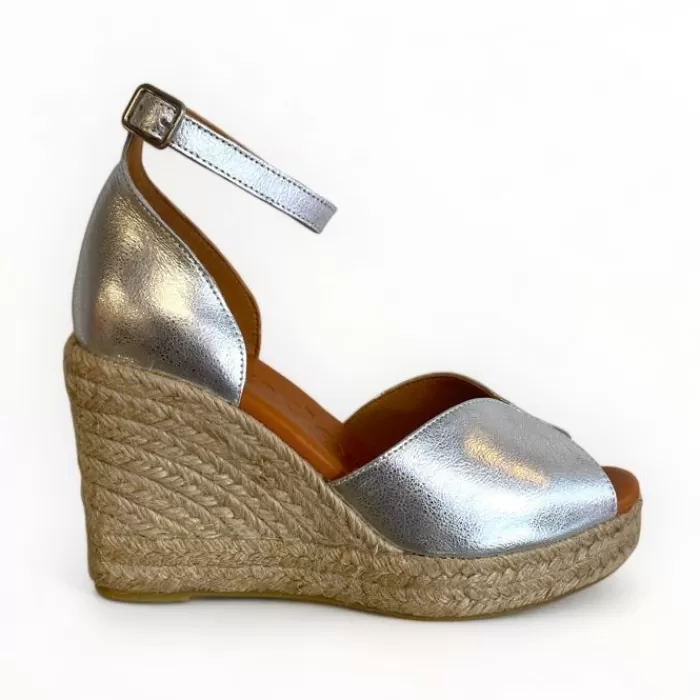 Wonders Sandals- Silver Espadrille Sandal