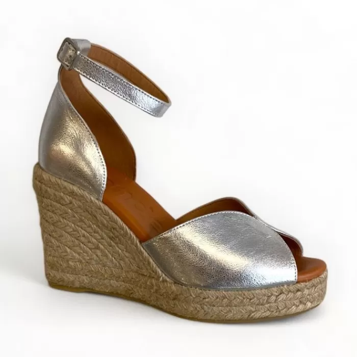 Wonders Sandals- Silver Espadrille Sandal