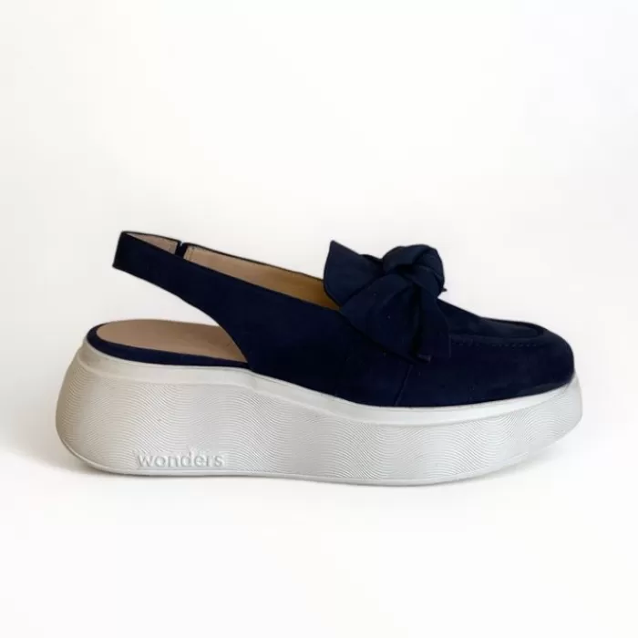 Wonders Sandals- Tulum Suede Slingback Navy