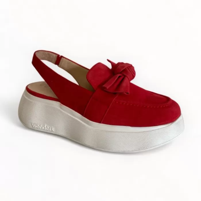 Wonders Sandals- Tulum Suede Slingback Red