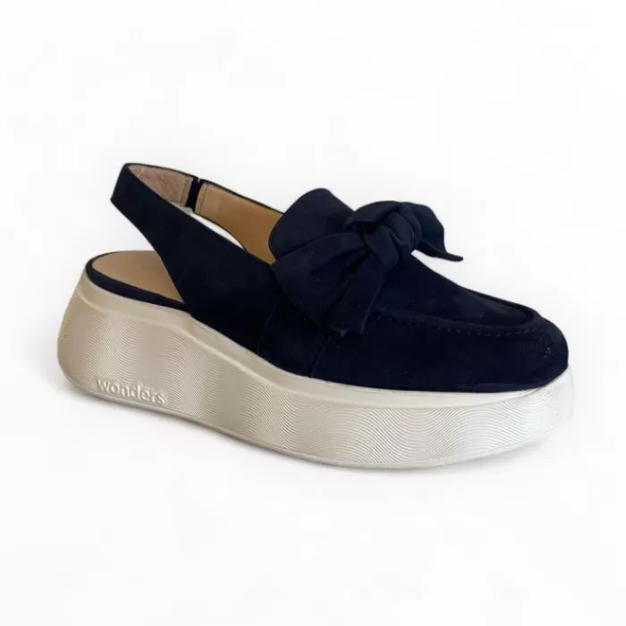 Wonders Sandals- Tulum Suede Slingback Navy