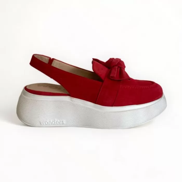 Wonders Sandals- Tulum Suede Slingback Red